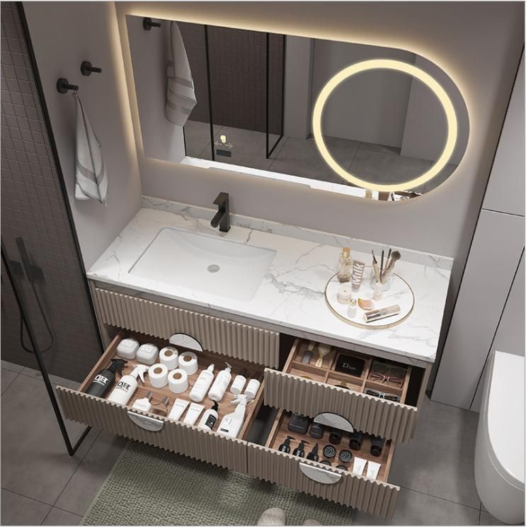 Modern Simple Rock Board Bathroom Cabinet Washbasin Combination Toilet Washstand Dressing Table Solid Wood Bathroom Cabinet