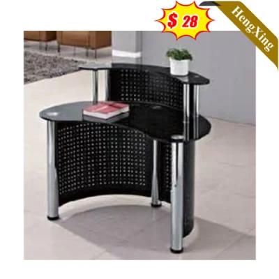 Modern Classic Style Dark Black Color Office Furniture Glass Plastic Round Reception Table