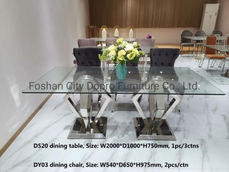 Calssical Design Stainless Steel Silver Velvet Dining Chair