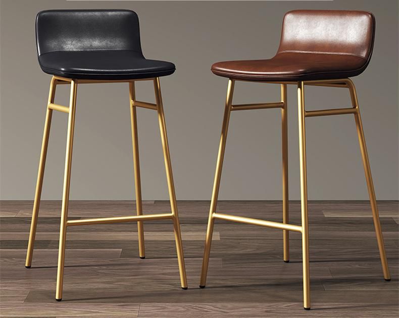 Modern Bar Stool Home Furniture Iron Leather Cushion Dining Chairs