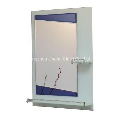 Home Decoration 4mm 5mm Wall Mounted Furniture Mirror Double Layer Bathroom Vanity Top Glass Mirror with Glass Shelf