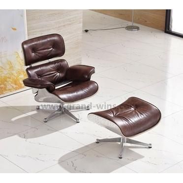 Modern Home Furniture Aluminum Aviator Designer Genuine Leather Lounge Chair