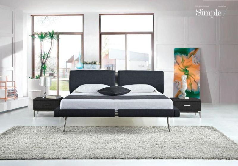 Latest Hot Sale Bed Upholstered Leather Bed King Bed Double Bed L Home Furniture Bedroom Furniture in Italy Style