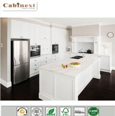Factory OEM Lacquer White Shaker Solid Wood Modern Kitchen Cabinets for American Wholesaler