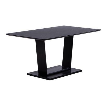 Luxury Furniture Heavy Black Legs Modern Dining Table with Ash Veneer Base