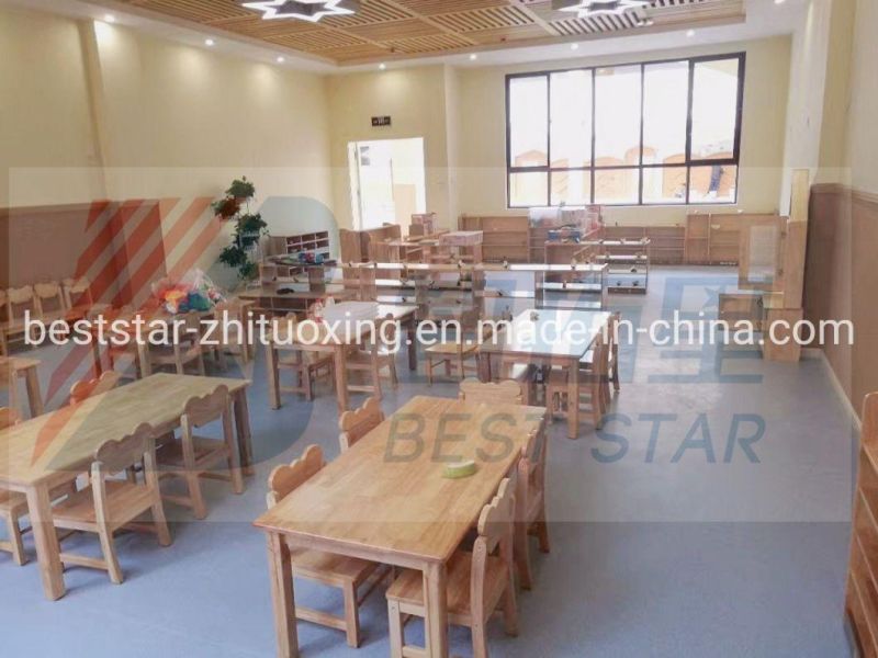 Best Star Children Rectangle Solid Wood Kids Table, , Children School Furniture, Preschool and Nursery Study Table, Kindergarten Classroom Student Table