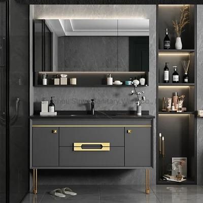Modern Luxury Bathroom Cabinet Furniture LED Light Glass Mirror Vanity