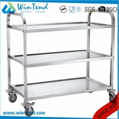 Hotel Food 3 Tiers Stainless Steel Square Tube Service Trolley