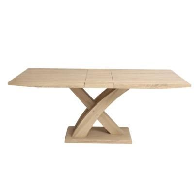 Modern Indoor Dining Room Furniture Smart Retractable Solid Wood Wooden Cross Leg Outdoor Dining Table