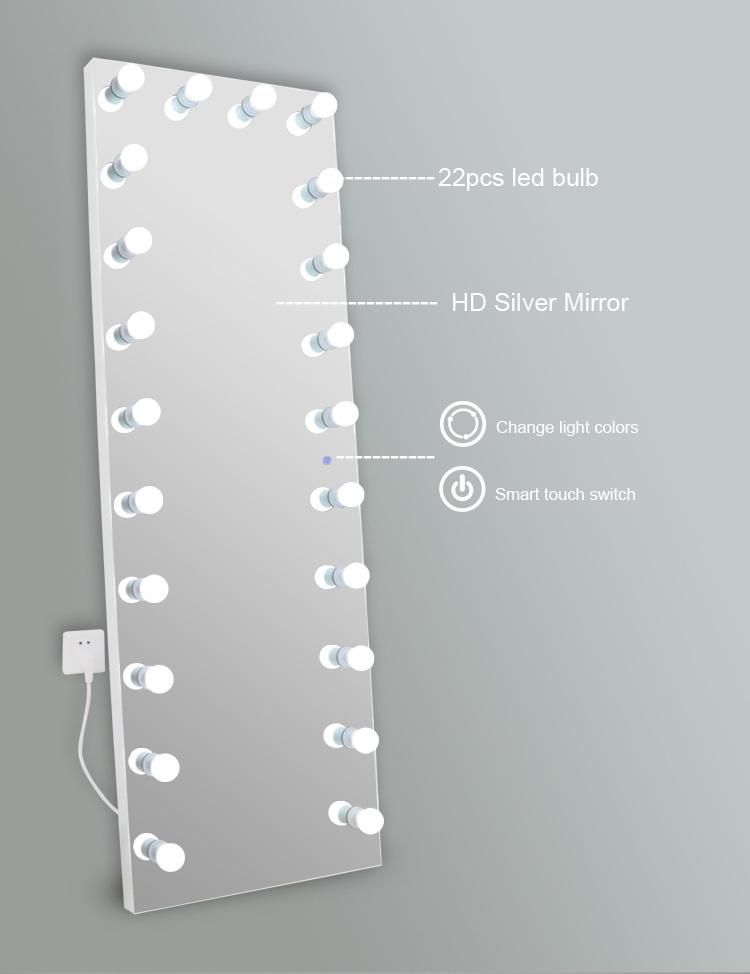 Customized Hollywood 22bulbs Floor Mirror Full Length Standing Mirrors