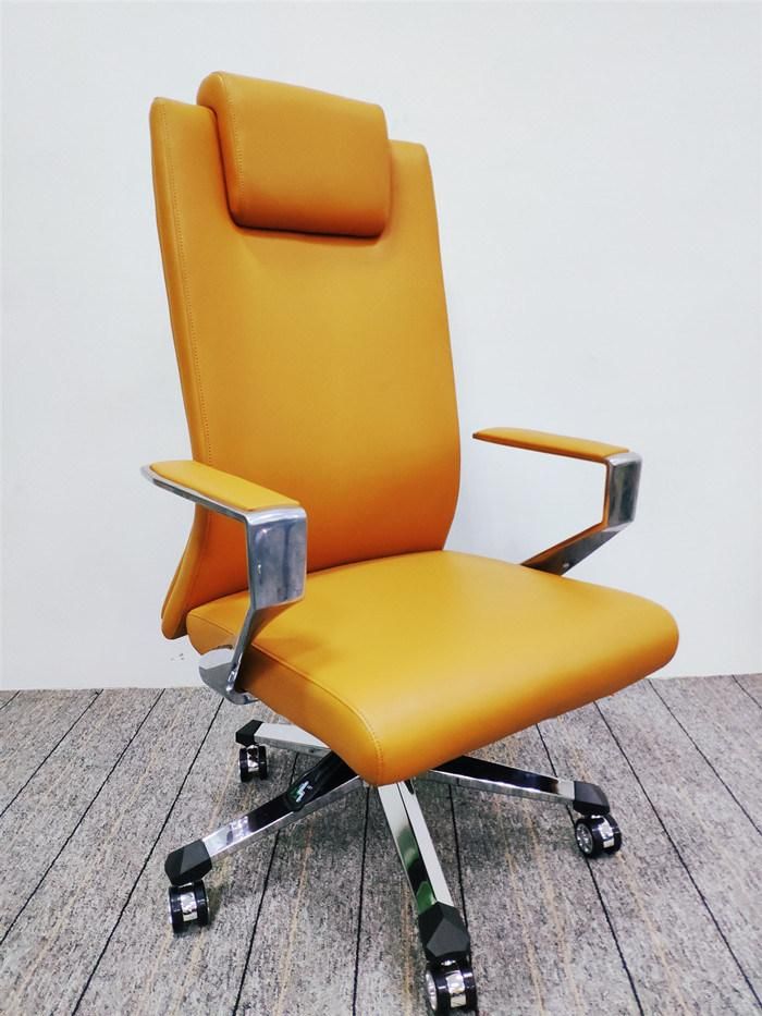 Office Visitor Chair PU Leather Plastic Handrail Electroplated Iron Feet Conference Office Chair High Back Swivel Executive Office Chair -6136A