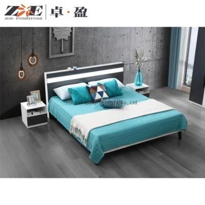 Modern Bedrooms Sets Double Bed Frame Headboard Beds with LED Light and USB