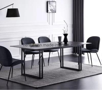 Modern Steel Legs Living Room Furniture Sets Marble Dining Table