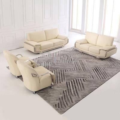 Comfortable Cream Color Home Furniture Leather Sofa Set with Top Grain Leather