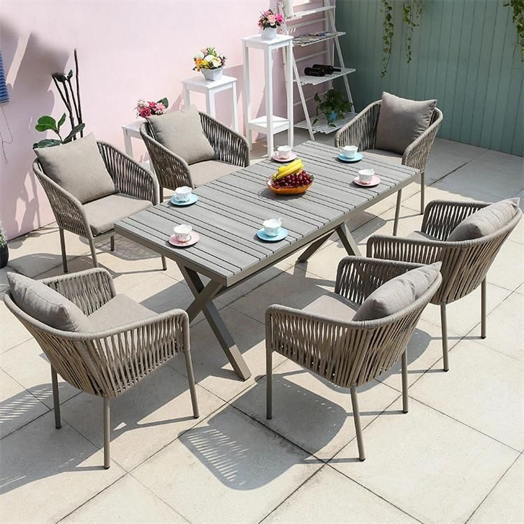 Vangarden Stackable Modern Commercial Restaurant Aluminum Outdoor Rope Dining Chair