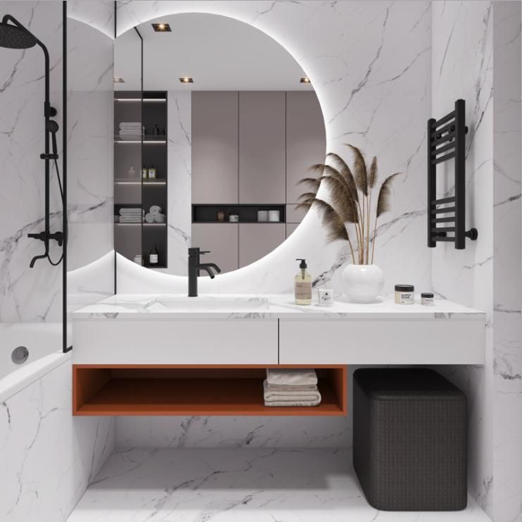 Modern Simple Bathroom Cabinet Combination Light Luxury Rock Plate Integrated Basin Wash Basin Cabinet Bathroom Washstand Bathroom