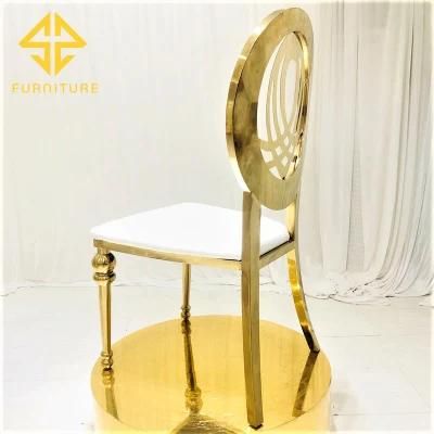 Factory Cheaper Price Luxury Wedding Gold Dining Chair with Leather Seat