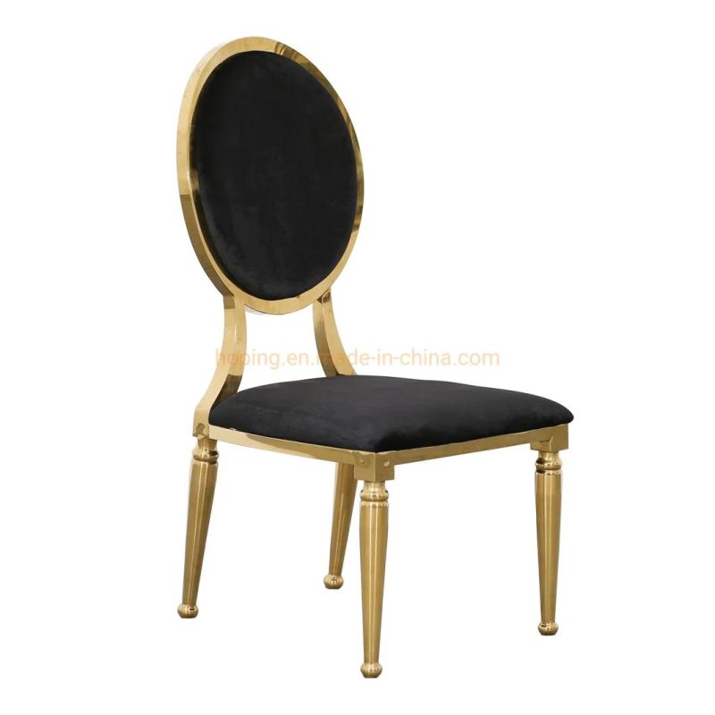 Armless Hotel Hall Banquet Wedding Chair with Gold Steel White Back Living Room Chairs