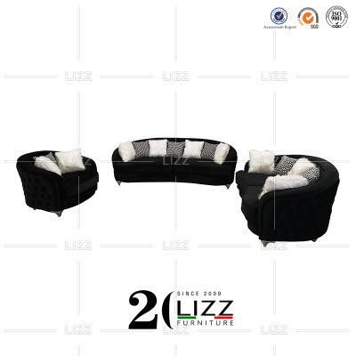 Hot Selling Black Sectional 1+2+3 Home Office Furniture Set Leisure Fabric Sofa with Stainless Steel Leg