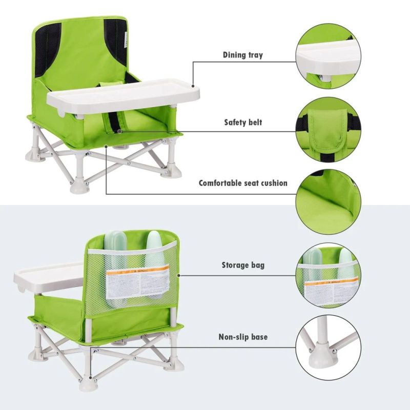 Baby Travel Booster Seat Camping Chair with Removable Dining Tray for Baby Compact Baby Seat with Storage Bag