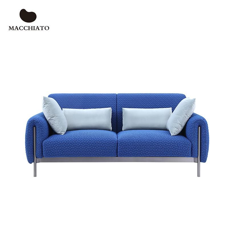 Living Room Furniture Macchiato Brand Modern Design Blue Fabric 1 2 3 Seat Sofa Set