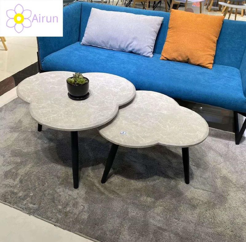 Modern Furniture Set Round Metal Combined MDF Wood Side End Coffee Table