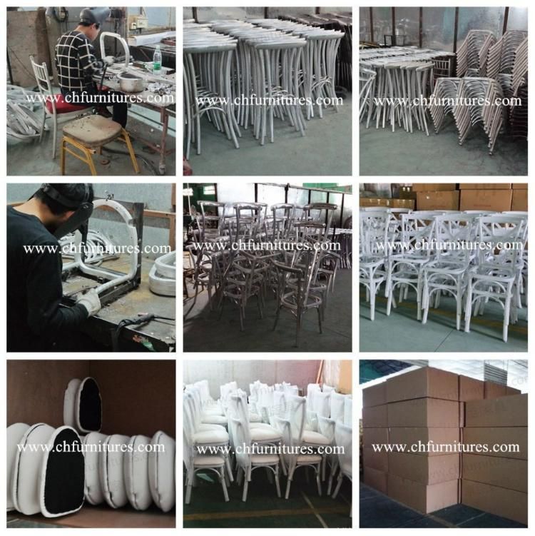 Yc-A68 Hot Selling 2019 Stacking Metal Chrome Cross Back White Wedding Chair