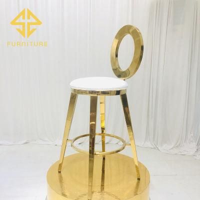 Wholesale Gold Stainless Steel Metal Frame Hotel Night Club Bar Stool Chair