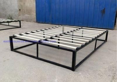 Modern Simple Design Bedroom Set Wood Slat Bed Frame Metal Furniture