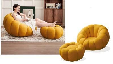 Hot Selling High Quality Yellow Single Sofa Bedroom Chair Leisure Sofa with Footstool