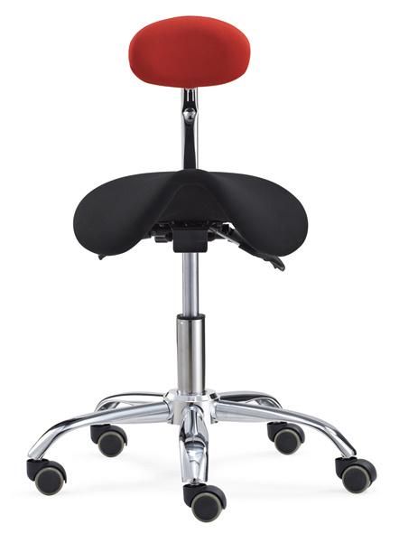 Adjustable Height Ergonomic Saddle Seat Rolling Dental Stool with Adjustable Back & Tilt Seat