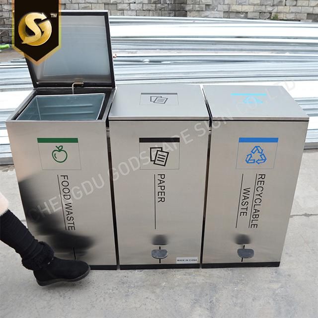 Commercial Hospital Trash Cans Recycling Hotel Wholesale Price Pedal Trash Bins Modern Outdoor Stainless Steel Custom School Waste Bins