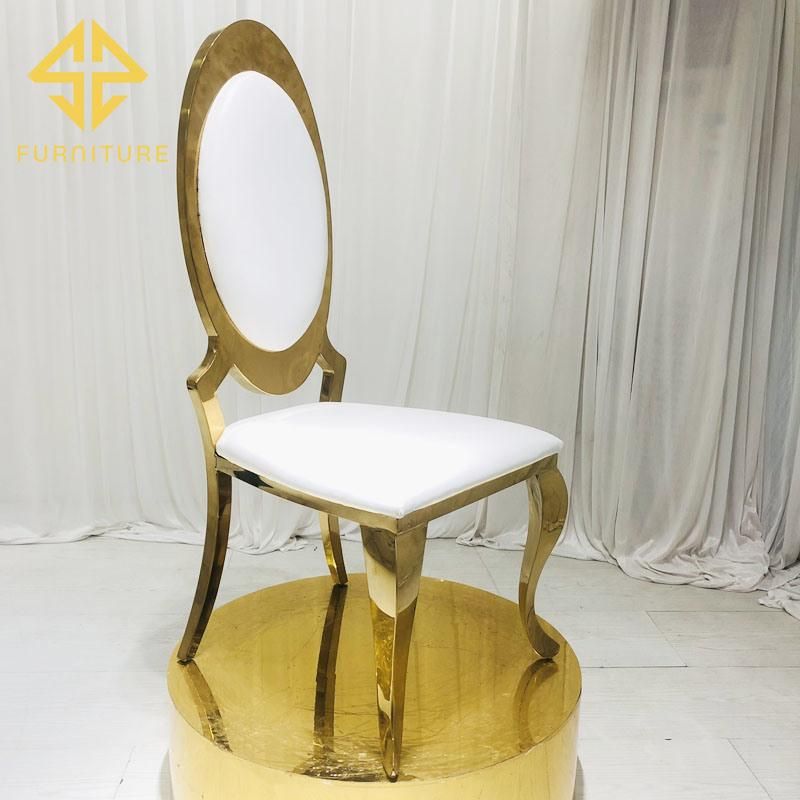 Sawa Hot Sale Hotel Wedding Banquet Metal White Leather Dining Chair