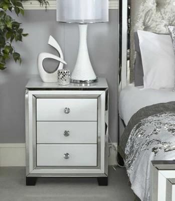 White Mirror Furniture Nightstand Mirrored Bedside Table for Bedroom