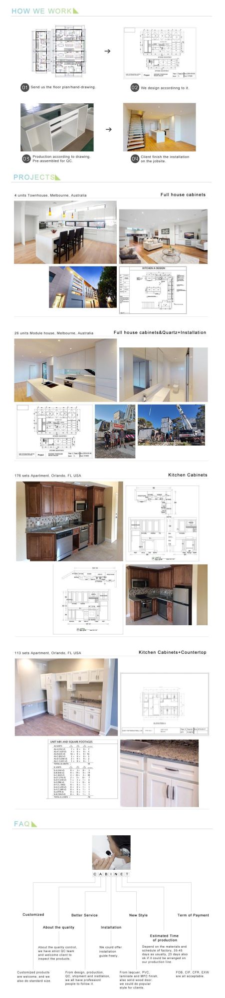 High Quality MFC MDF Kitchen Cabinets Townhouse Full House Projects