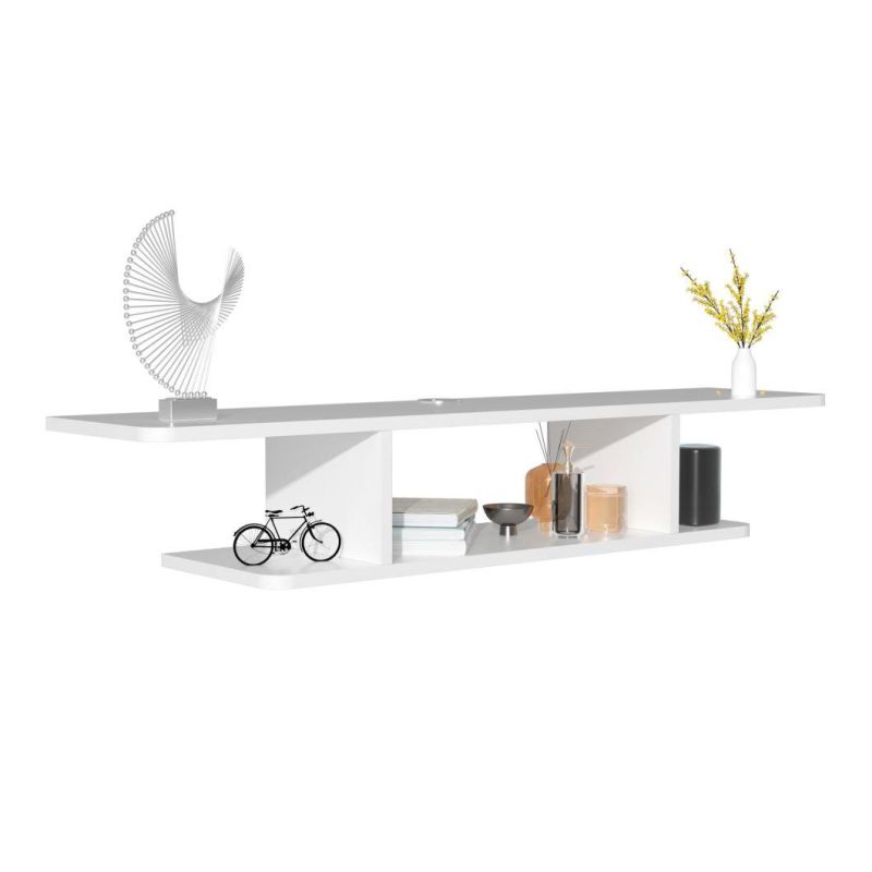 TV Stand Wall Mounted Entertainment Media Console Component Shelf Under TV with Storage (White)
