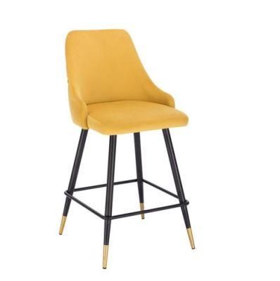 Height Metal Frame Golden Footrest Black White Fabric Bar Stool Chair