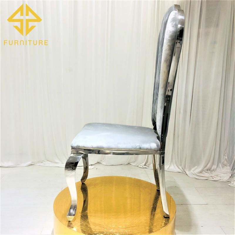 Hote Sale Hotel Furniture Velvet Upholstered Chrome Dining Chair