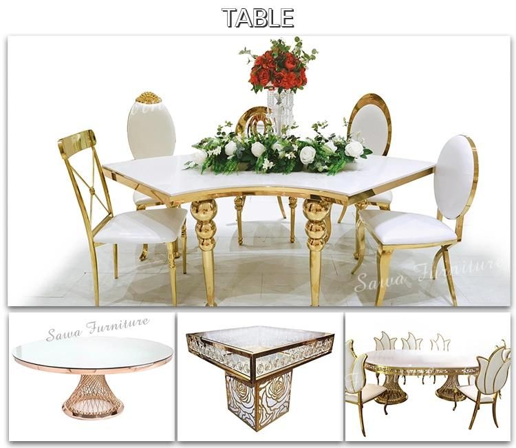 2021 Popular Design Stainless Steel Frame MDF/Marble Top Dining Room Table Sets Home Furniture