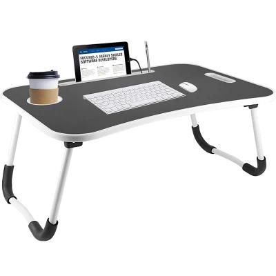 Foldable Notebook Stand Laptop Bed Tray Dormitory Lap Table with Tablet Slot &amp; Cup Holder for Watching Reading Working on Bed So