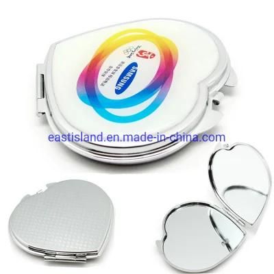 Heart Shaped Metal Promotion Gift Pocket Makeup Foldable Mirror