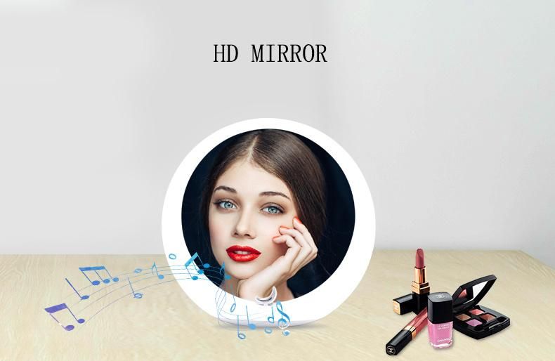 Special Design USB Rechargeable LED Wholesale Lighted Makeup Mirror with Bluetooth Speaker