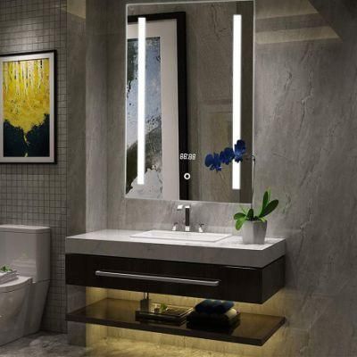 500 X 700mm LED Bathroom Mirror with Lights Demister Touch Switch Digital Clock Temperature Display