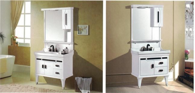 Sairi Factory Directly Modern Hotel Wall Hung Mirror Wash Basin Vanity PVC Bathroom Cabinet