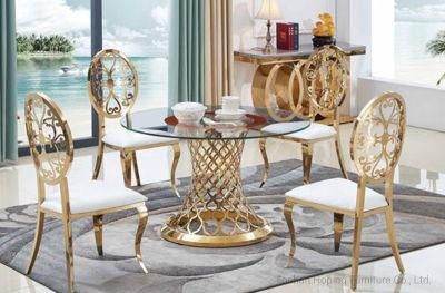 Customized Hot Sale Dubai Golden Corner Dining Table and Chair Sets for Living Room