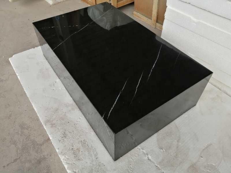 Natural Marquina Black Marble Plinth Stone Coffee Tabke for Living Room Furniture Design