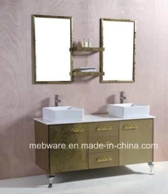 Floor Standing Stainless Steel Bathroom Cabinet of Double Sinks