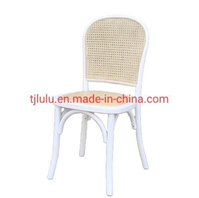 Hot Selling Rental Wooden Modern Cane Rattan Garden Furniture Event Party Stackable Dining Chair