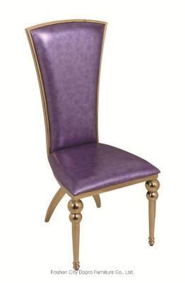 Classic Design PU Dining Chair with Gold Stainless Steel Frame