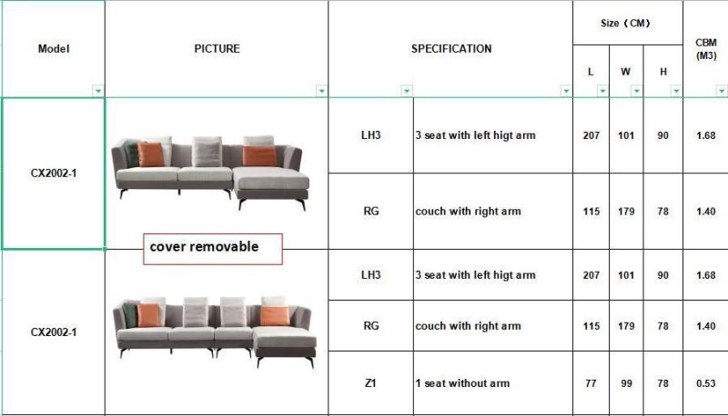Project Living Room Furniture Morden Design Sectional Fabric Sofa